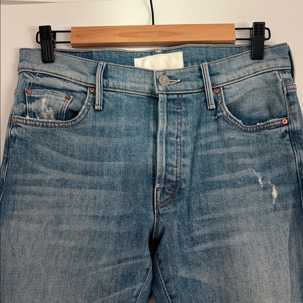 MOTHER Light Blue Ripped Slim Jeans - Picture 4 of 6